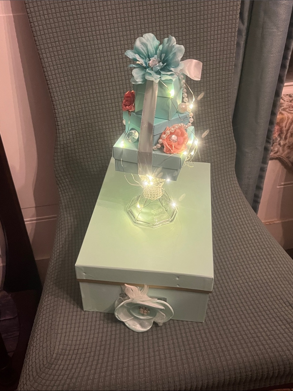 Handmade Tiffany Inspired Bridal Shower Centerpiece